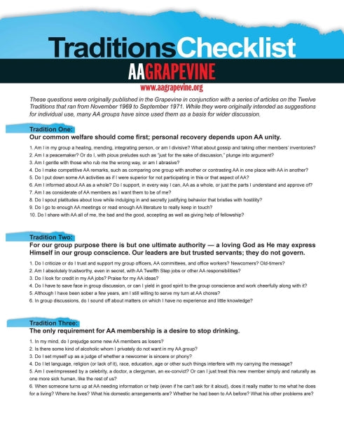Traditions Checklist