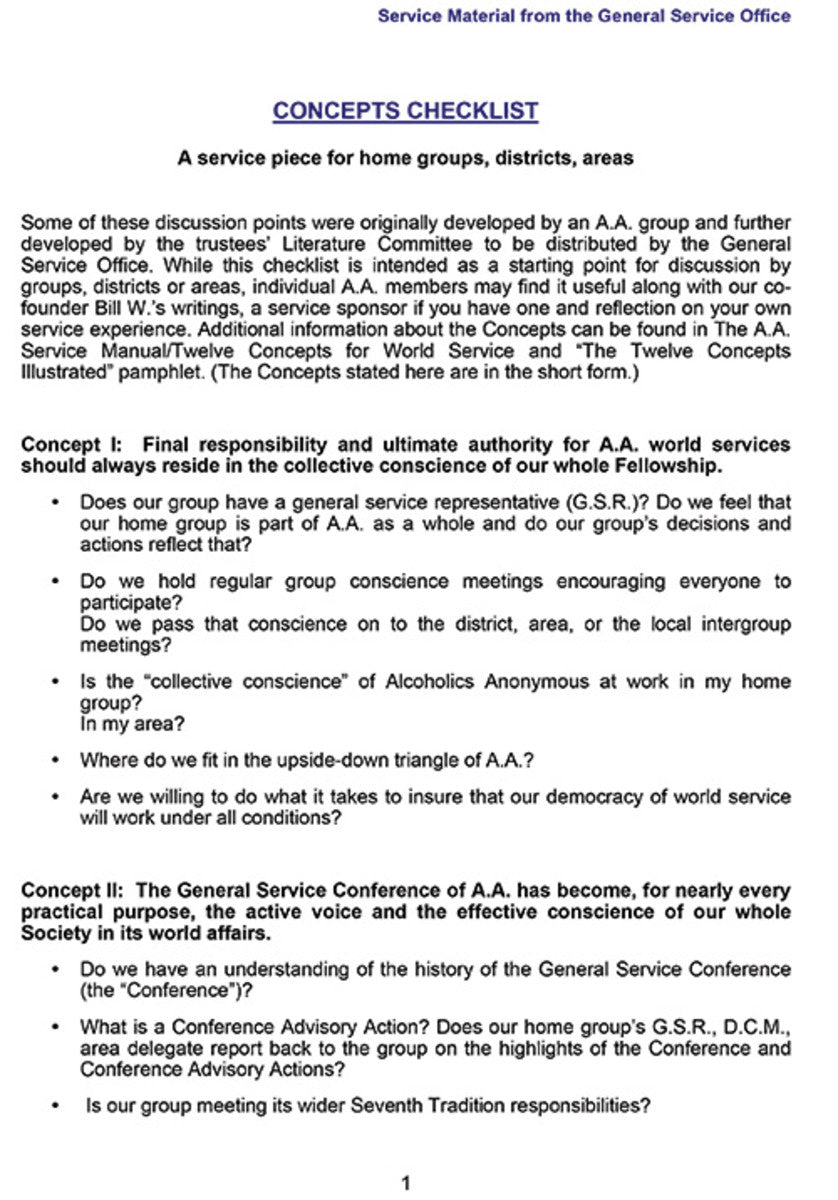 Concepts Checklist