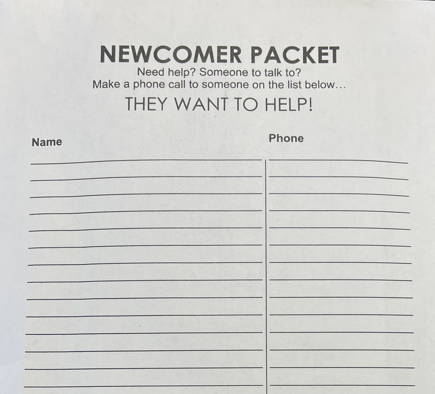 Newcomer Packet