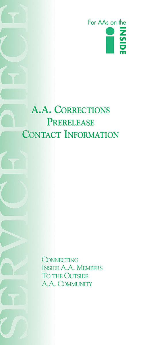 A.A. Corrections Prerelease Contact Information (For AAs on the Inside)