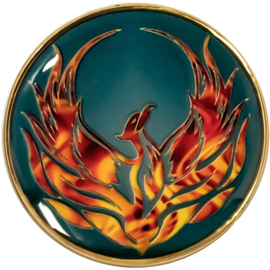 Decorative plate with a phoenix design on a blue background